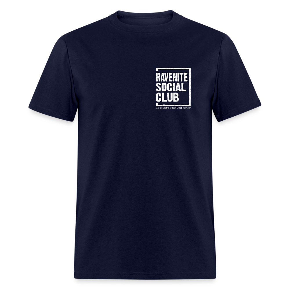 Ravenite Social Club T-Shirt (rear design) - navy